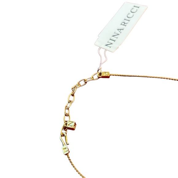 NINA RICCI Crystal Pendant Gold Plated 16” Necklace - Picture 9 of 12